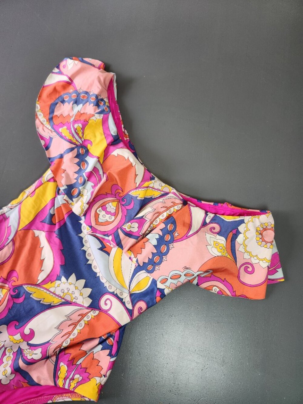 Trina Turk Sevilla Off Shoulder One Piece Swimsuit Size 8 Colorful Mod Print